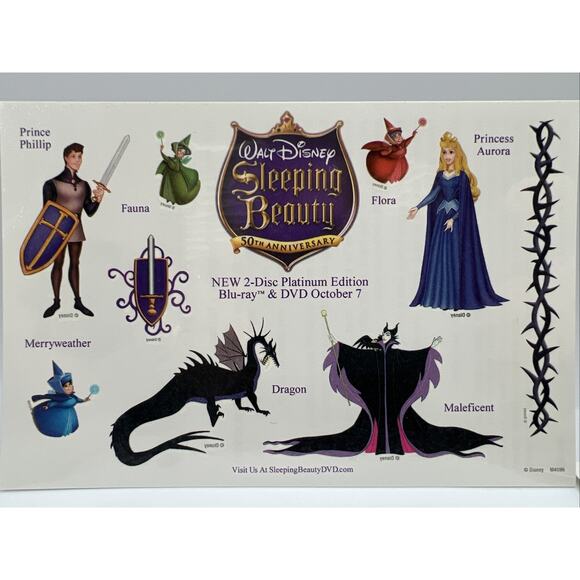 Walt Disney Pictures Sleeping Beauty Tattoo Temporary DVD Tattoos Maleficent 6ct - Picture 1 of 8